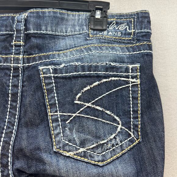 Silver Jean Co Jeans Women's Size 6 28 Dark Blue Santorini Capri Normcore - Picture 9 of 13